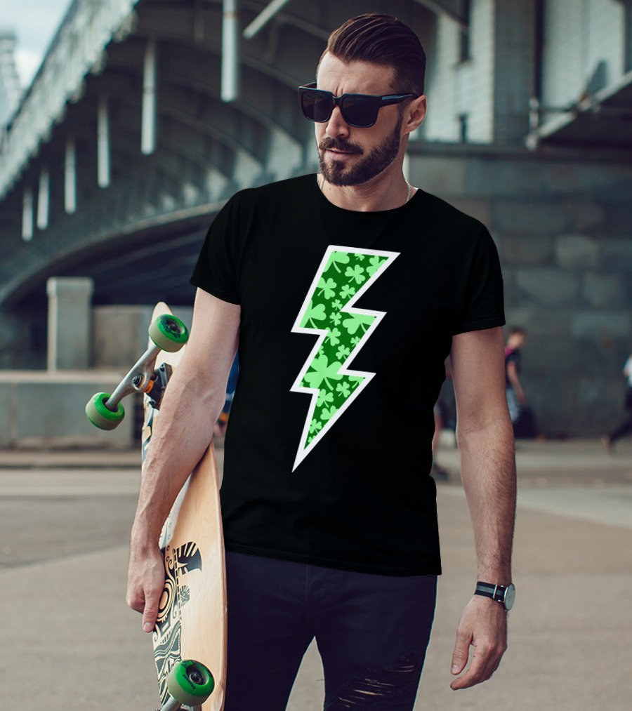 Lucky Irish Clover Lightning Bolt St. Patricks T-Shirt