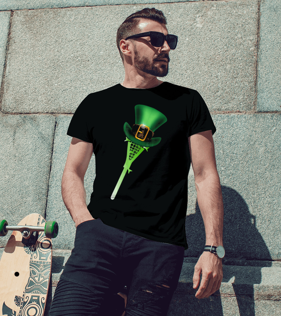 Leprechaun Shamrock Lacrosse Hat St Patricks T-Shirt