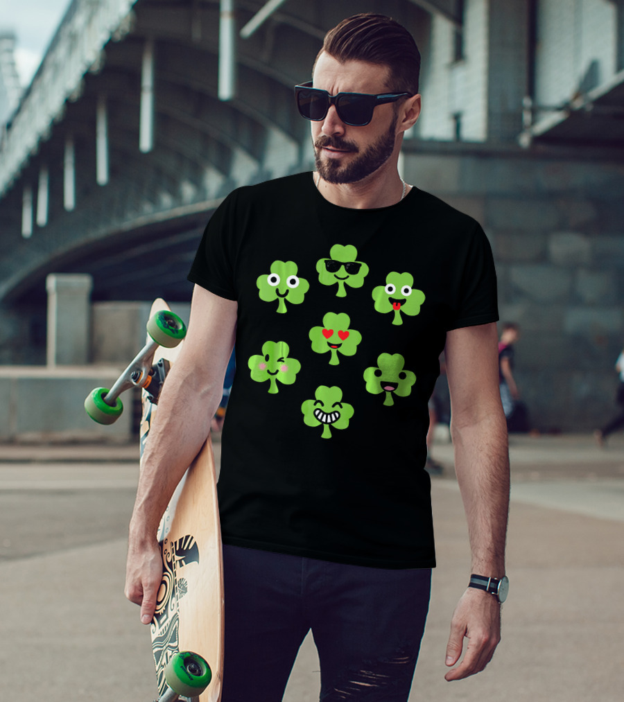 Emoji Shamrock Faces Lucky St. Patrick's Day T-Shirt