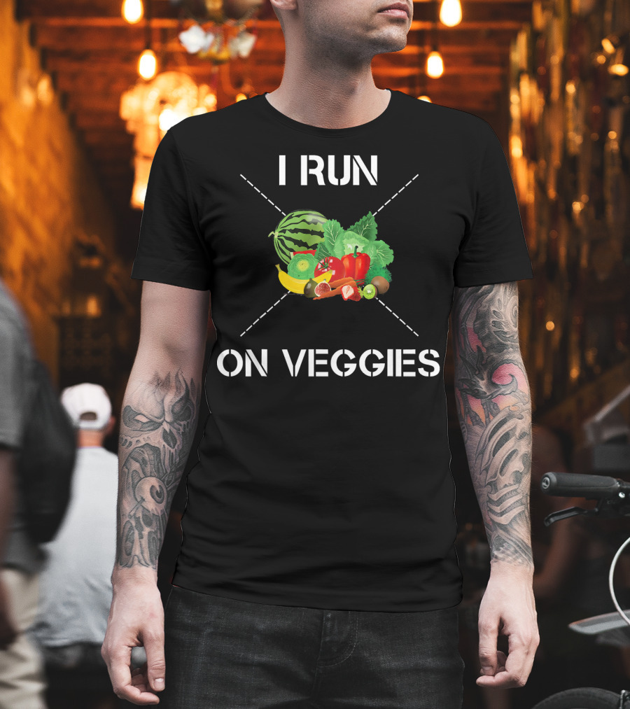 I Run On Veggies Vegetarian Veggies Watermelon Salad Fresh Healthy Diet T-Shirt