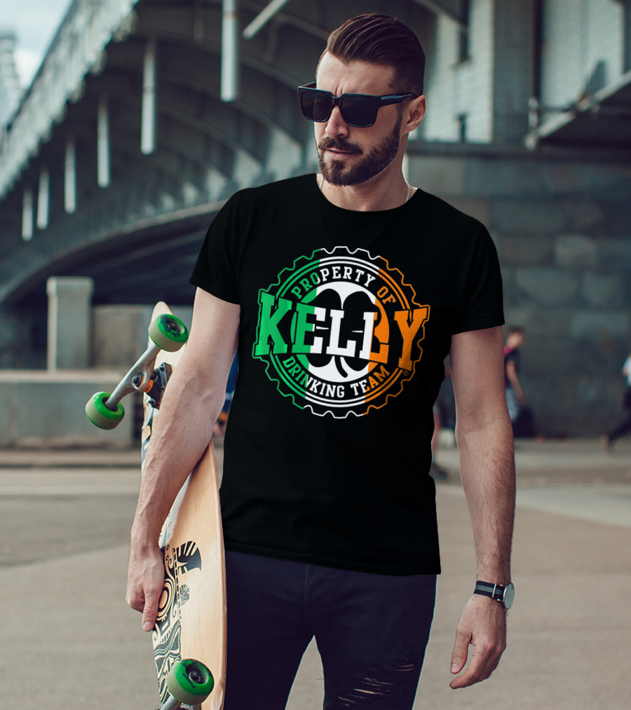 Property Of Kelly Drinking Team Irish Flag Colors T-Shirt