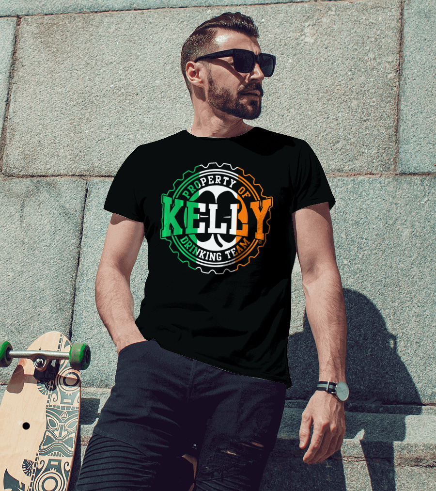 Property Of Kelly Drinking Team Irish Flag Colors T-Shirt