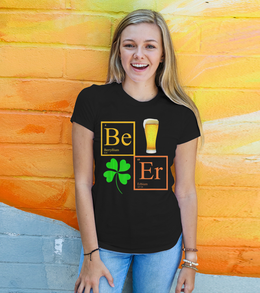 Beer Elements Beryllium Erbium Shamrock Glass T-Shirt