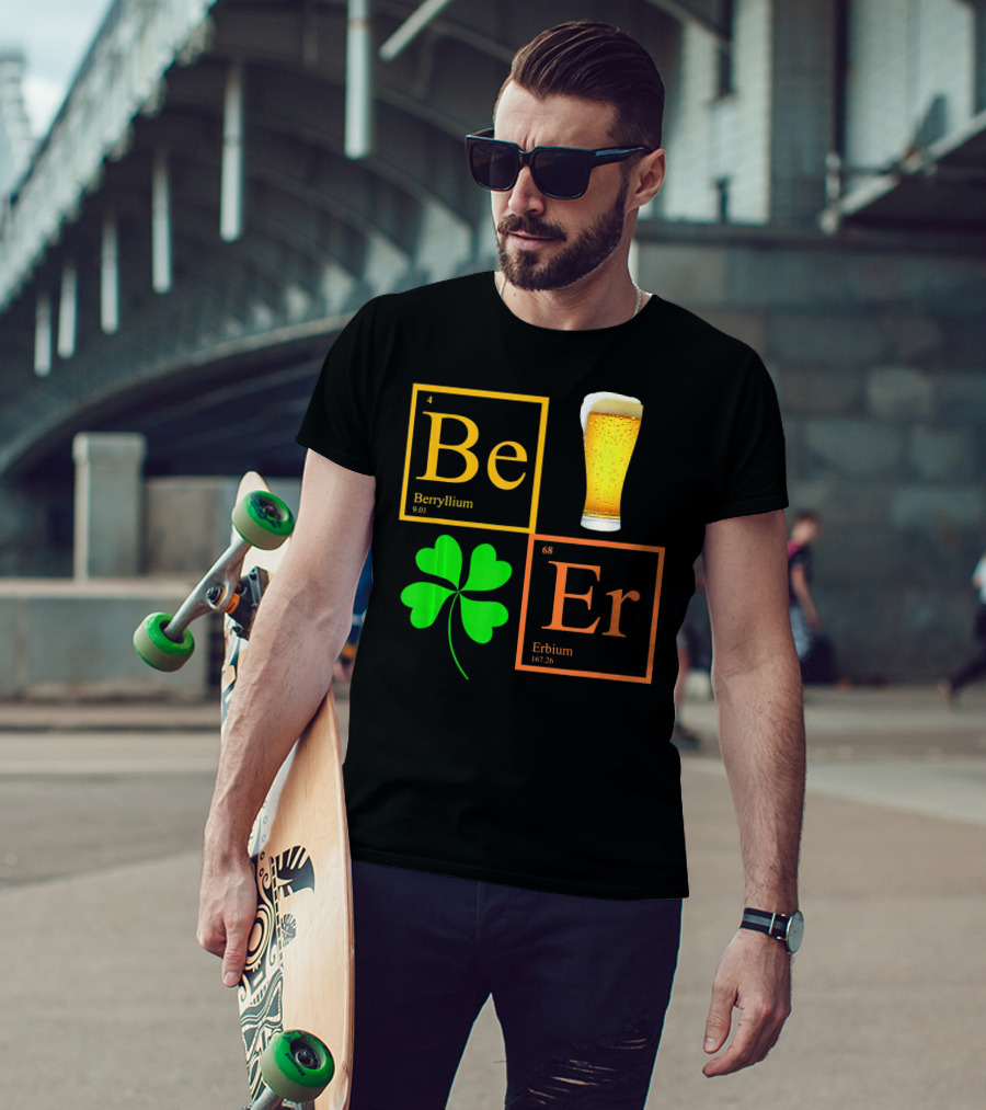 Beer Elements Beryllium Erbium Shamrock Glass T-Shirt