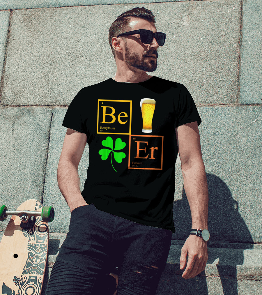 Beer Elements Beryllium Erbium Shamrock Glass T-Shirt