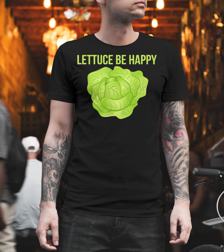 Lettuce Be Happy Funny Vegetarian T-Shirt