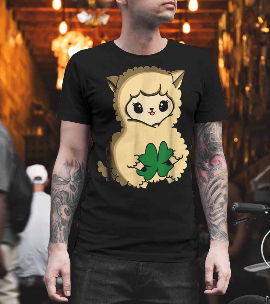 Cute Funny Irish Clover Llama For St. Patrick's Day T-Shirt