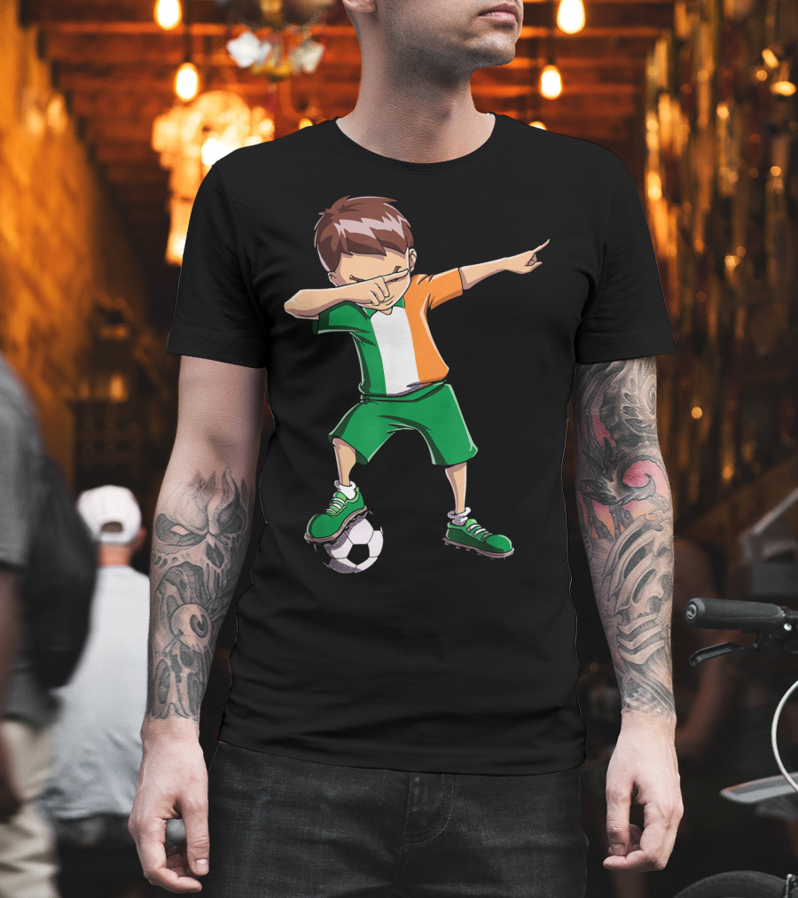 Ireland Soccer Dabbing Boy Football Player T-Shirt
