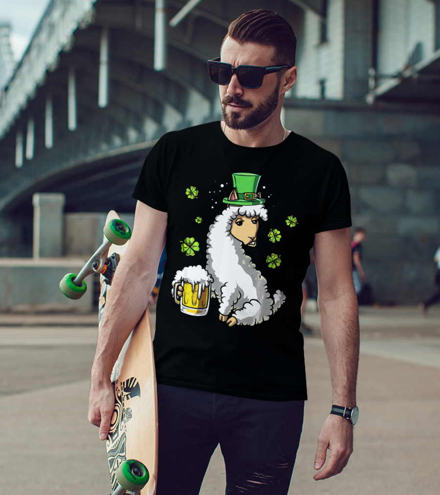 Leprechaun Sheep With Beer And Shamrocks T-Shirt