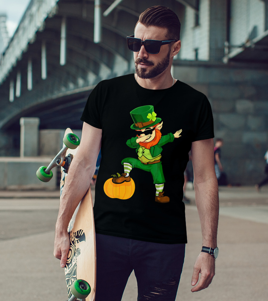 Thanksgiving Leprechaun Dabbing With Pumpkin T-Shirt