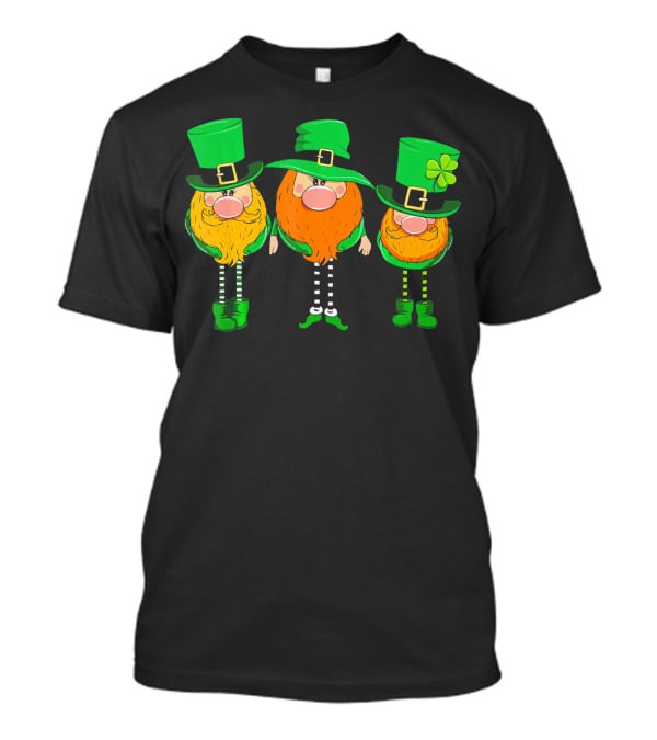 Irish Leprechaun Gnomes In Green Hats With Shamrock T-Shirt