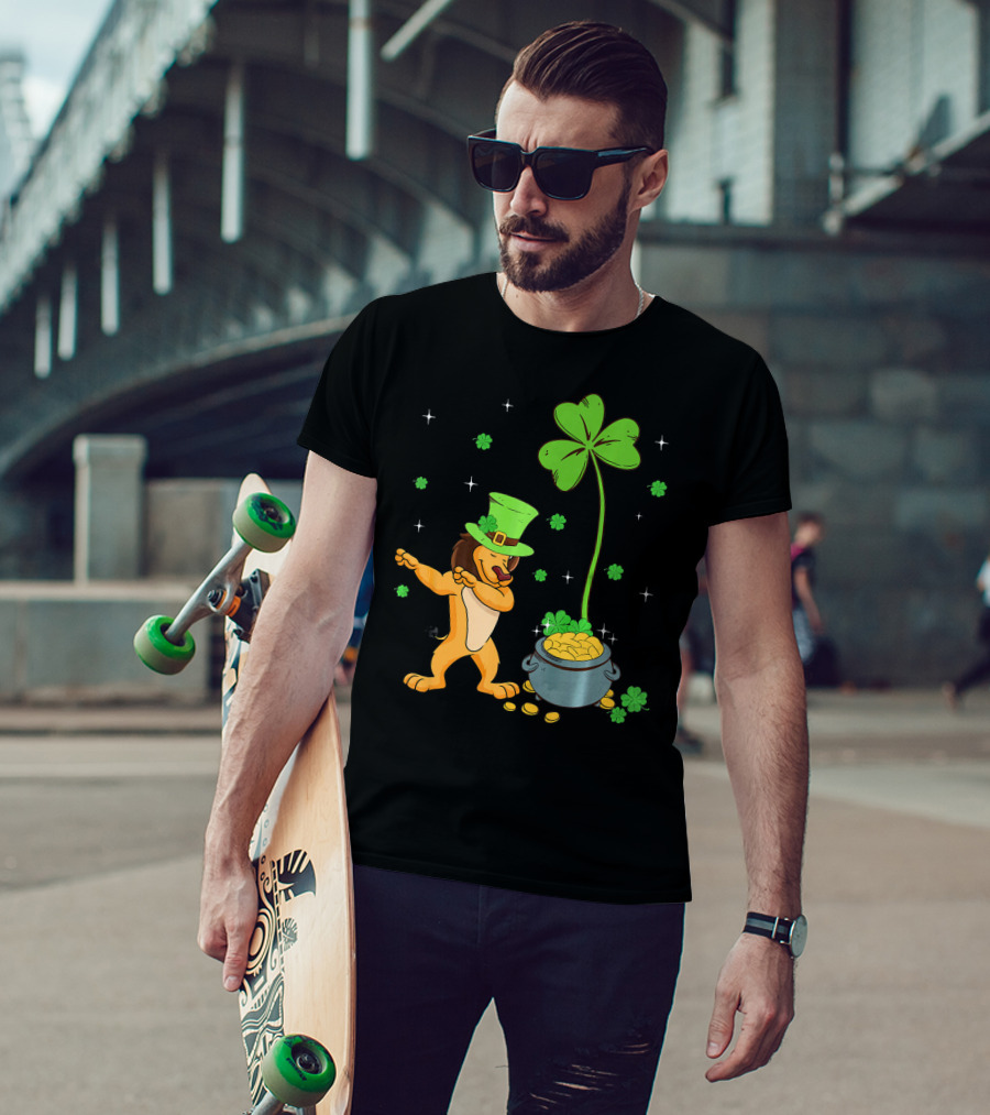 Shamrock Leprechaun Lion Pot Of Gold Clover Dance T-Shirt