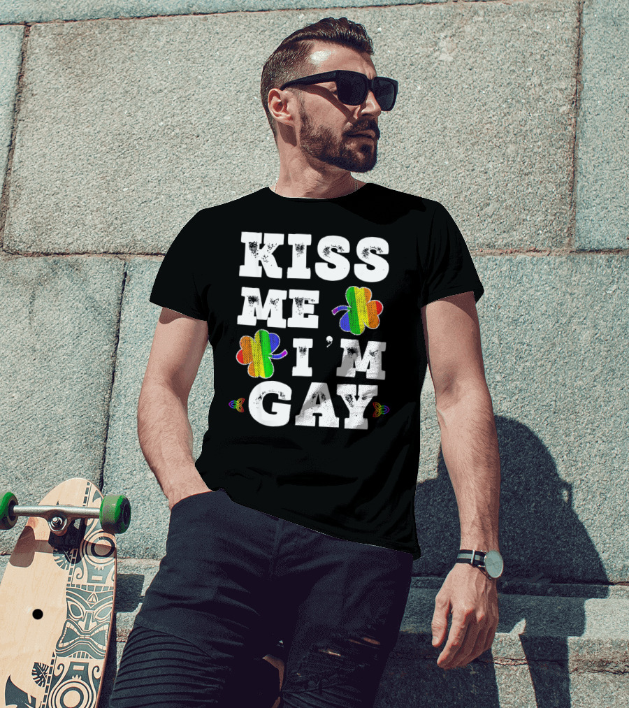 Kiss Me I'm Gay Rainbow Shamrock St. Patrick's Day T-Shirt