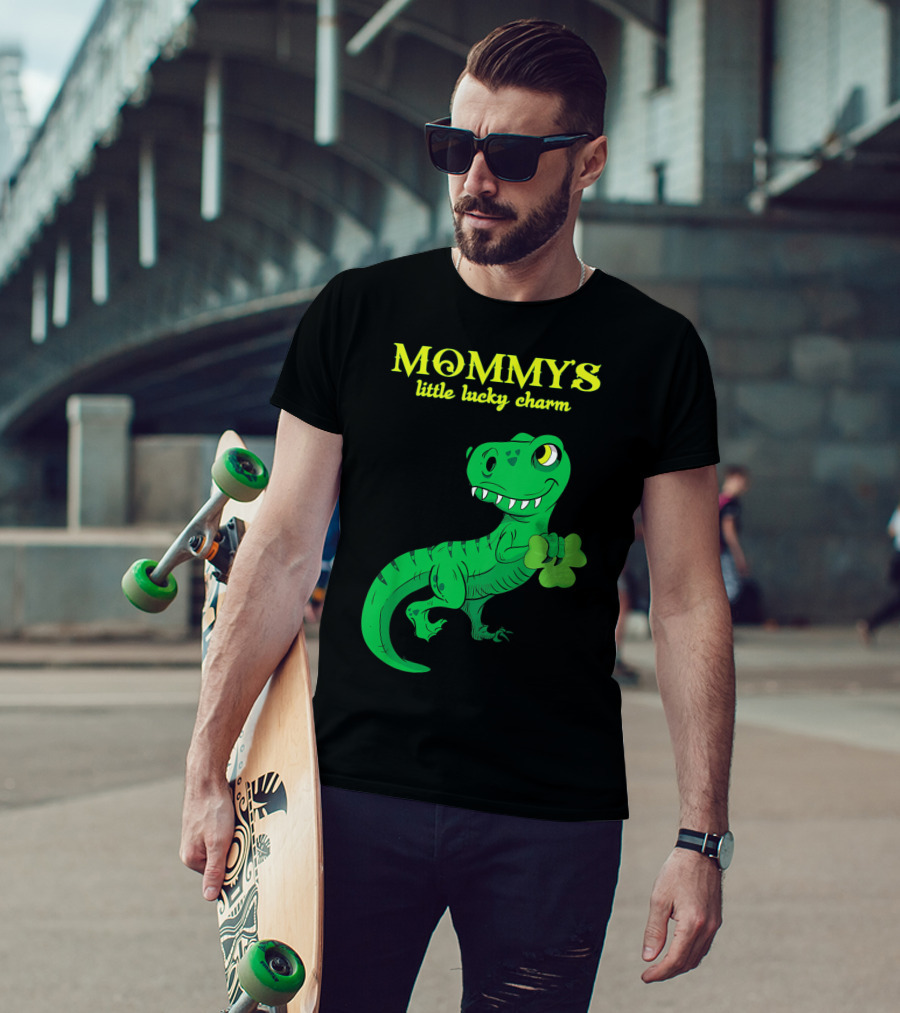 Mommy's Little Lucky Charm Dinosaur Kids St Patrick's Day T-Shirt