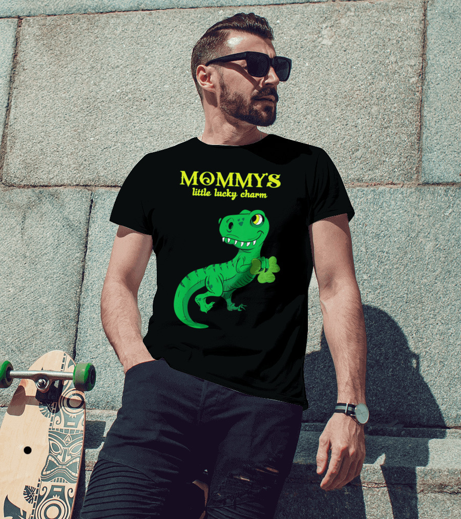 Mommy's Little Lucky Charm Dinosaur Kids St Patrick's Day T-Shirt