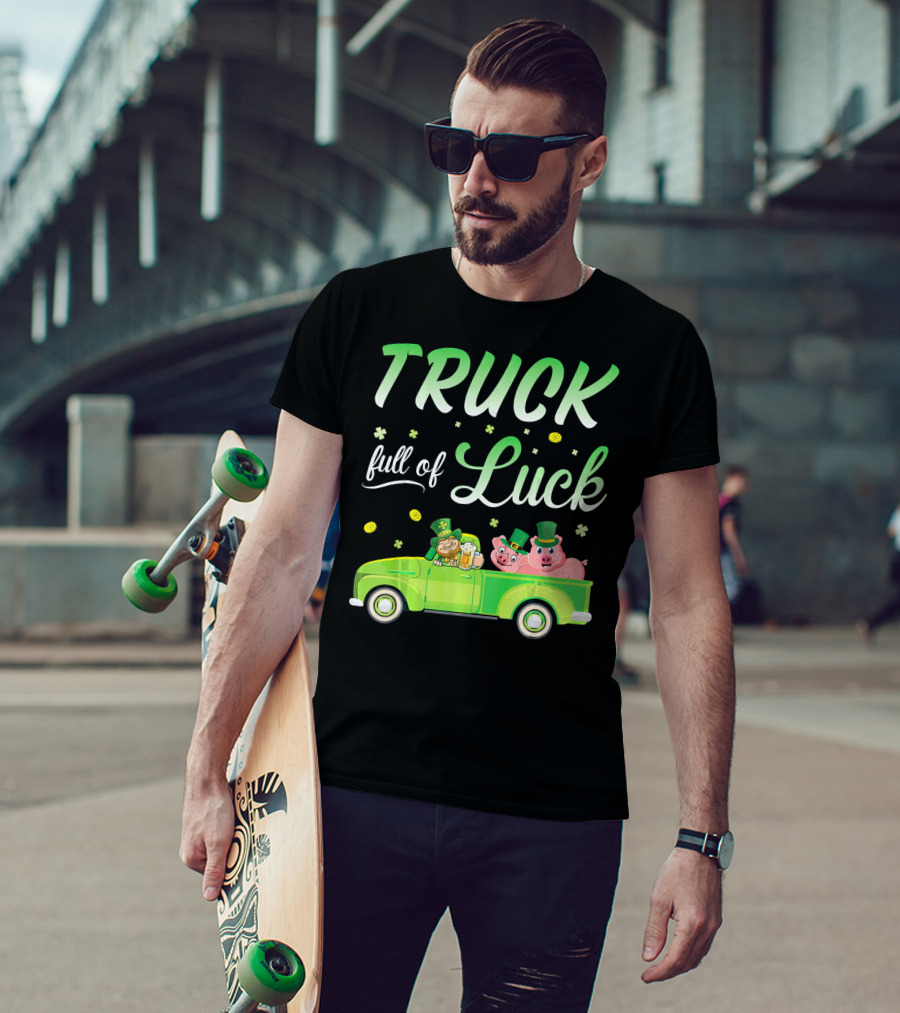 Truck Full Of Luck Leprechaun With Beer And Pigs T-Shirt