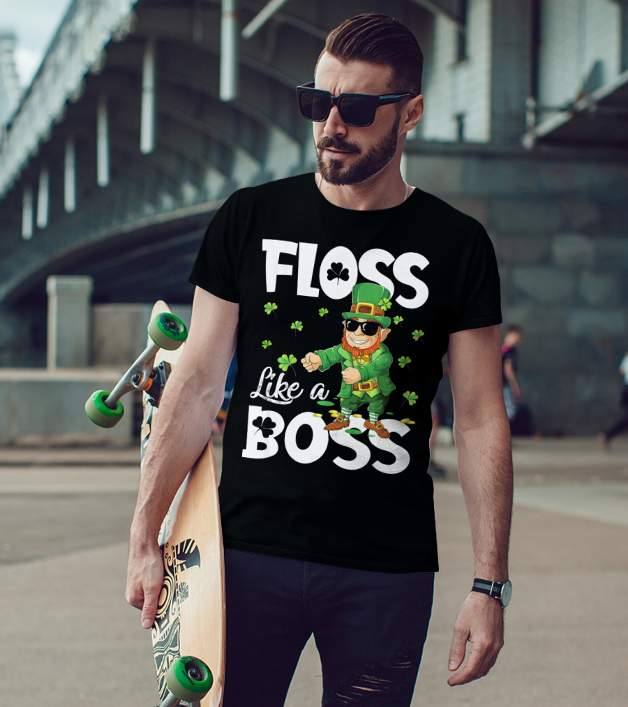 Floss Like A Boss Dancing Leprechaun With Shamrocks T-Shirt