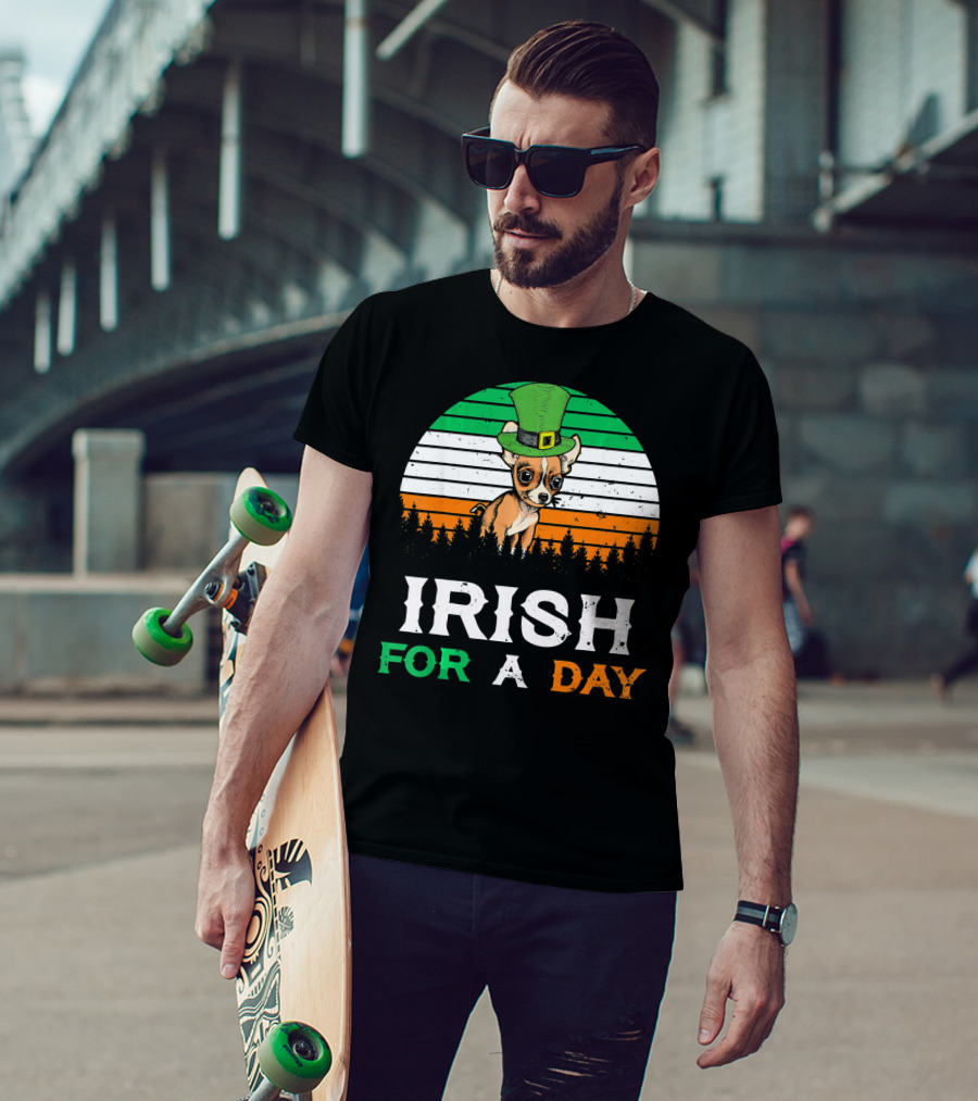 Irish For A Day Retro Vintage Chihuahua St. Patrick's Hat T-Shirt