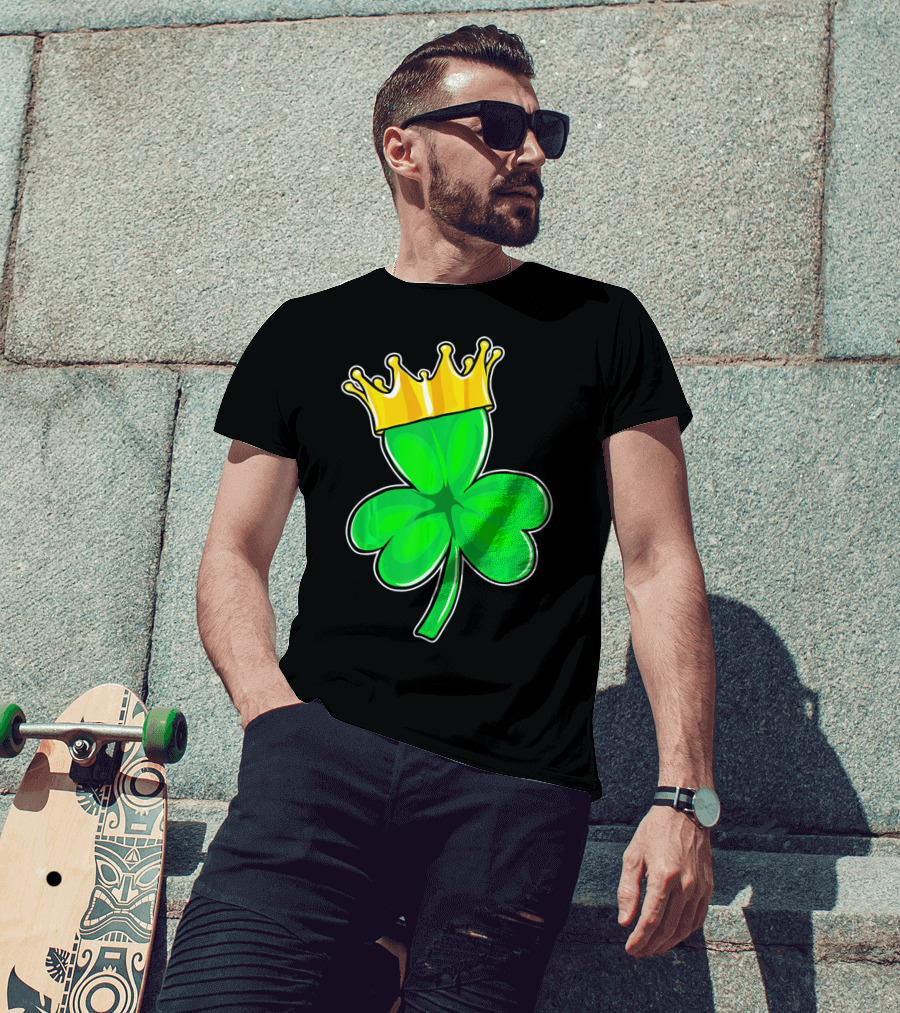 Four Leaf Clover King With Crown Of Luck T-Shirt