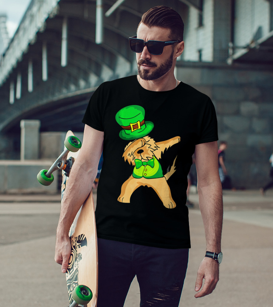 Dabbing Leprechaun Kids Irish Terrier St. Patrick's Day Dog Bow Tie T-Shirt
