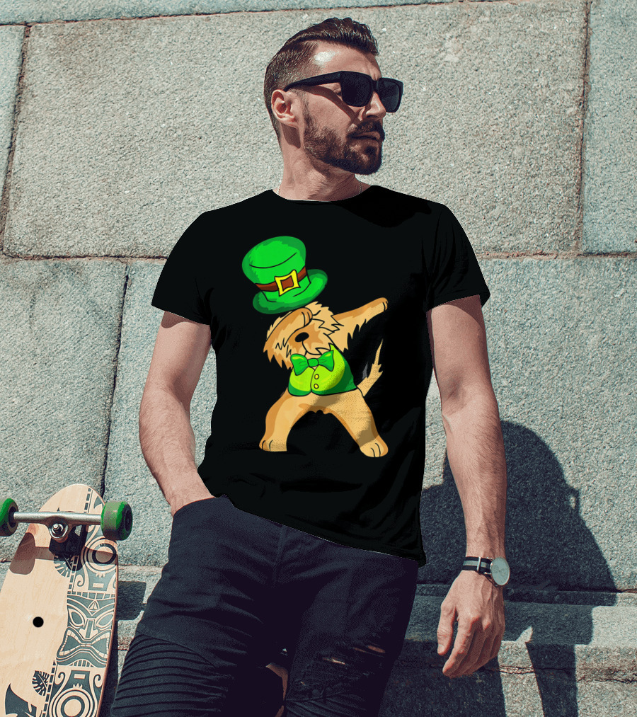 Dabbing Leprechaun Kids Irish Terrier St. Patrick's Day Dog Bow Tie T-Shirt