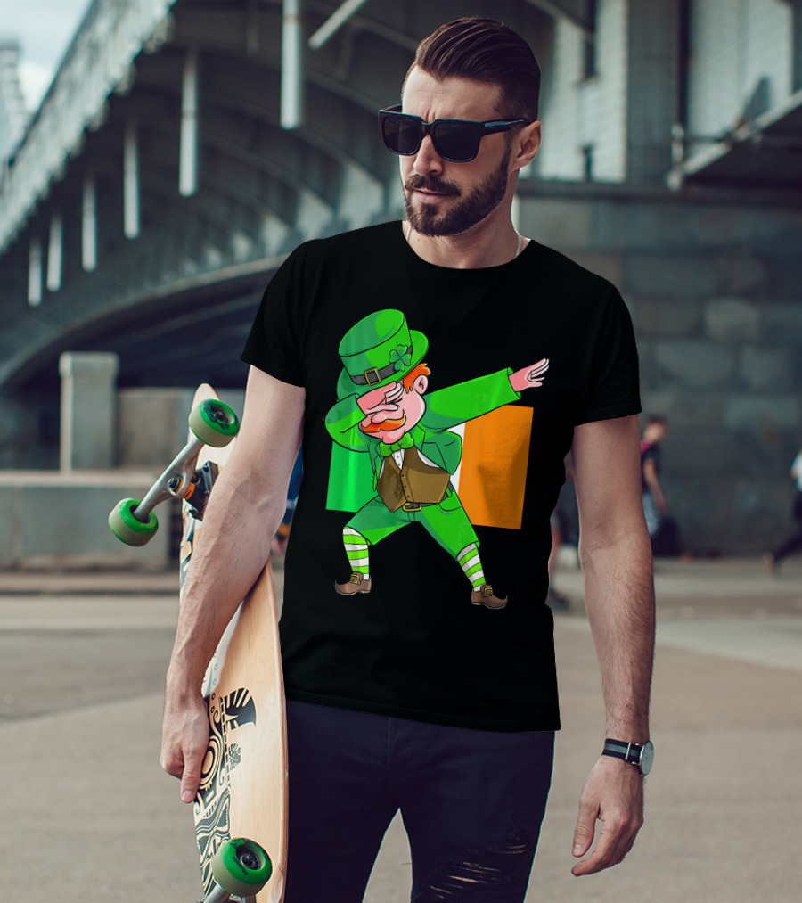 Dabbing Leprechaun Ireland Flag St. Patrick's Day Fun T-Shirt