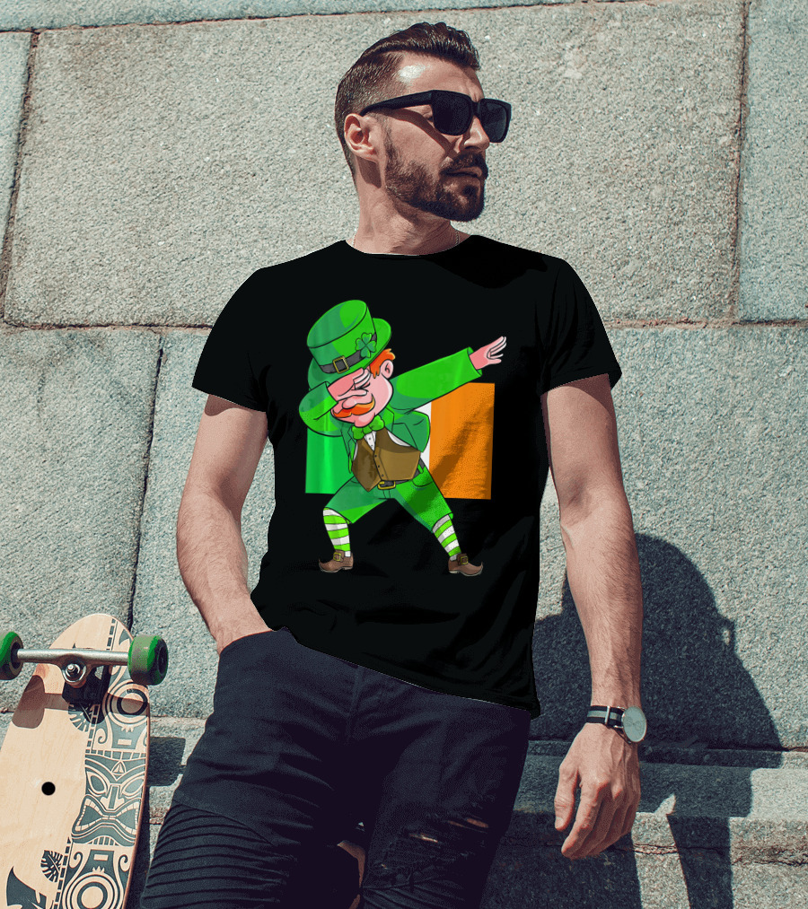 Dabbing Leprechaun Ireland Flag St. Patrick's Day Fun T-Shirt