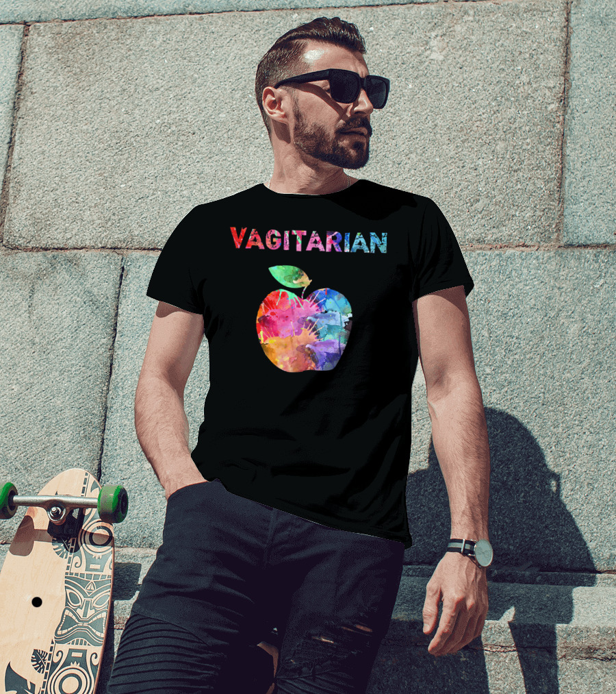 Vagitarian Watercolor Apple Vegetarian Funny T-Shirt