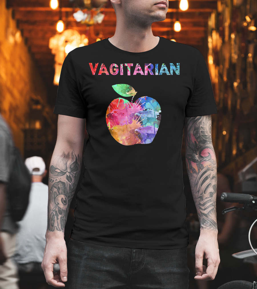 Vagitarian Watercolor Apple Vegetarian Funny T-Shirt