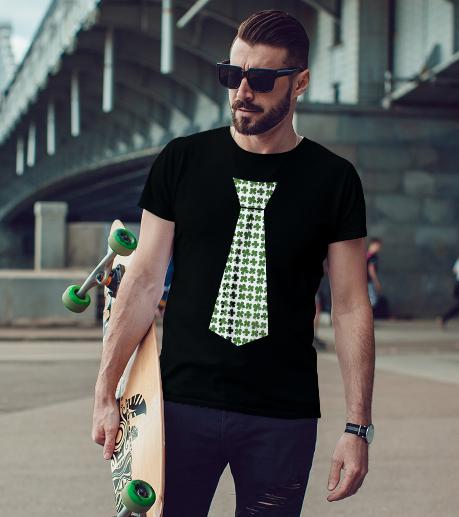 Cute Green Shamrock Necktie For St. Patrick's Day Celebrations T-Shirt