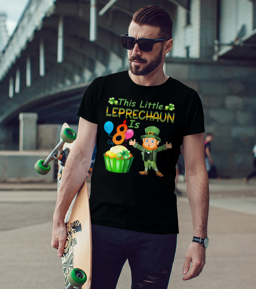 This Little Leprechaun Is 8 Birthday Cupcake Balloons T-Shirt