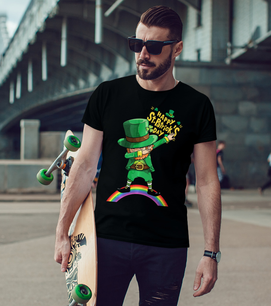 Happy St. Patrick's Day Leprechaun Dab On Rainbow T-Shirt
