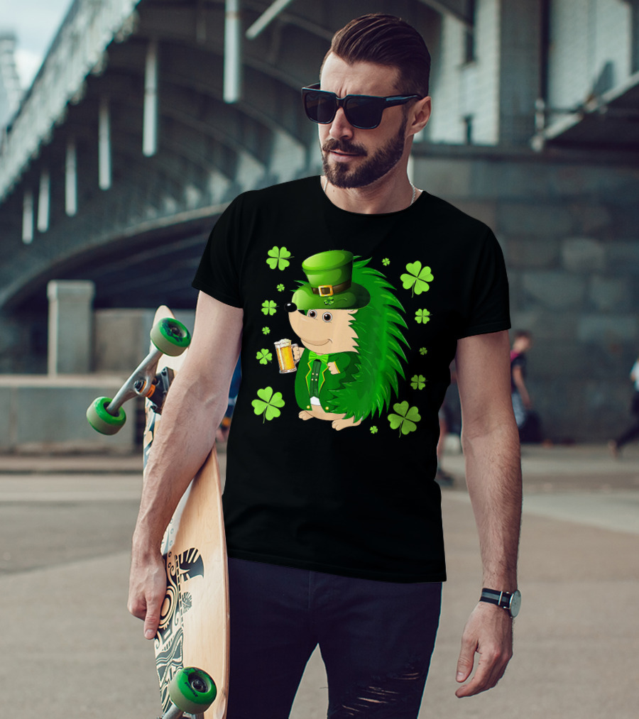 Funny Hedgichaun Leprechaun Clover Beer St. Patrick's Day T-Shirt