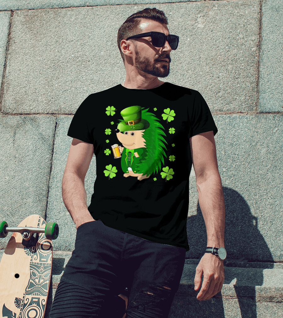 Funny Hedgichaun Leprechaun Clover Beer St. Patrick's Day T-Shirt
