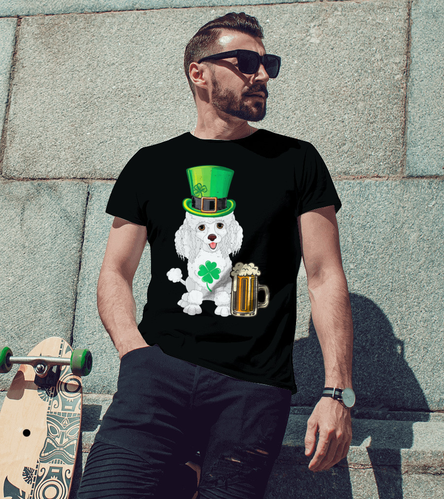 Poodle Leprechaun St Patricks Day Clover Beer T-Shirt