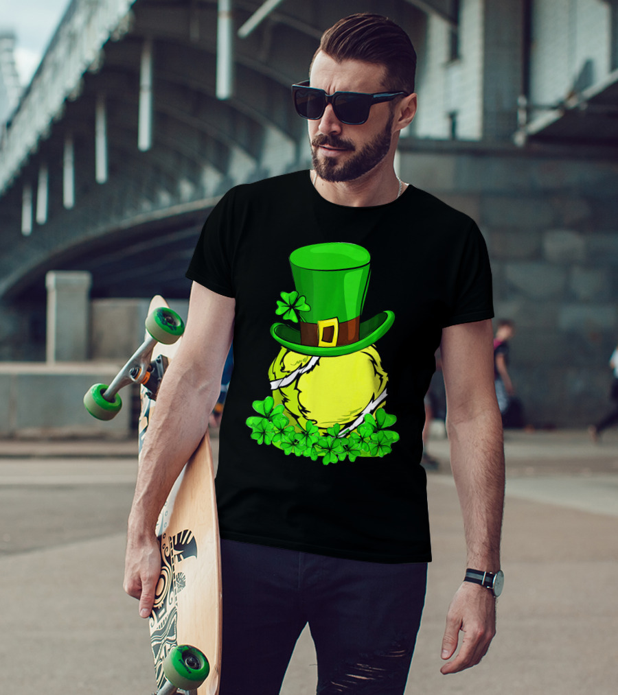 Leprechaun Hat Shamrock Tennis Ball St Patrick T-Shirt