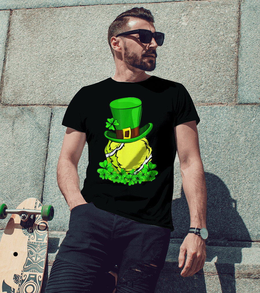 Leprechaun Hat Shamrock Tennis Ball St Patrick T-Shirt