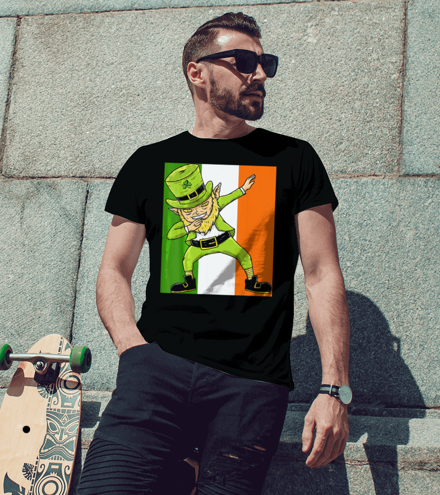 Irish Flag Dabbing Leprechaun St Patrick's Day T-Shirt