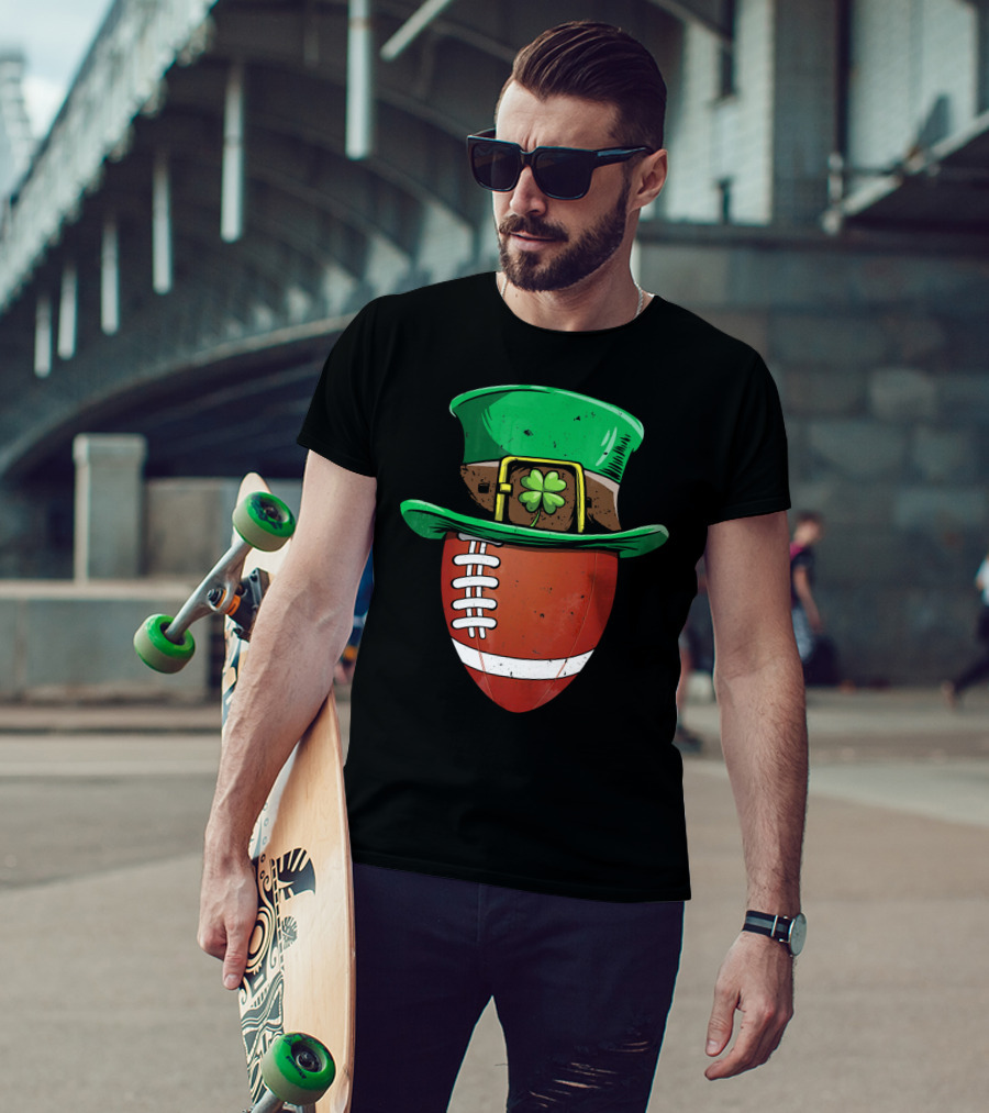 Leprechaun Hat Shamrock American Football Ball T-Shirt
