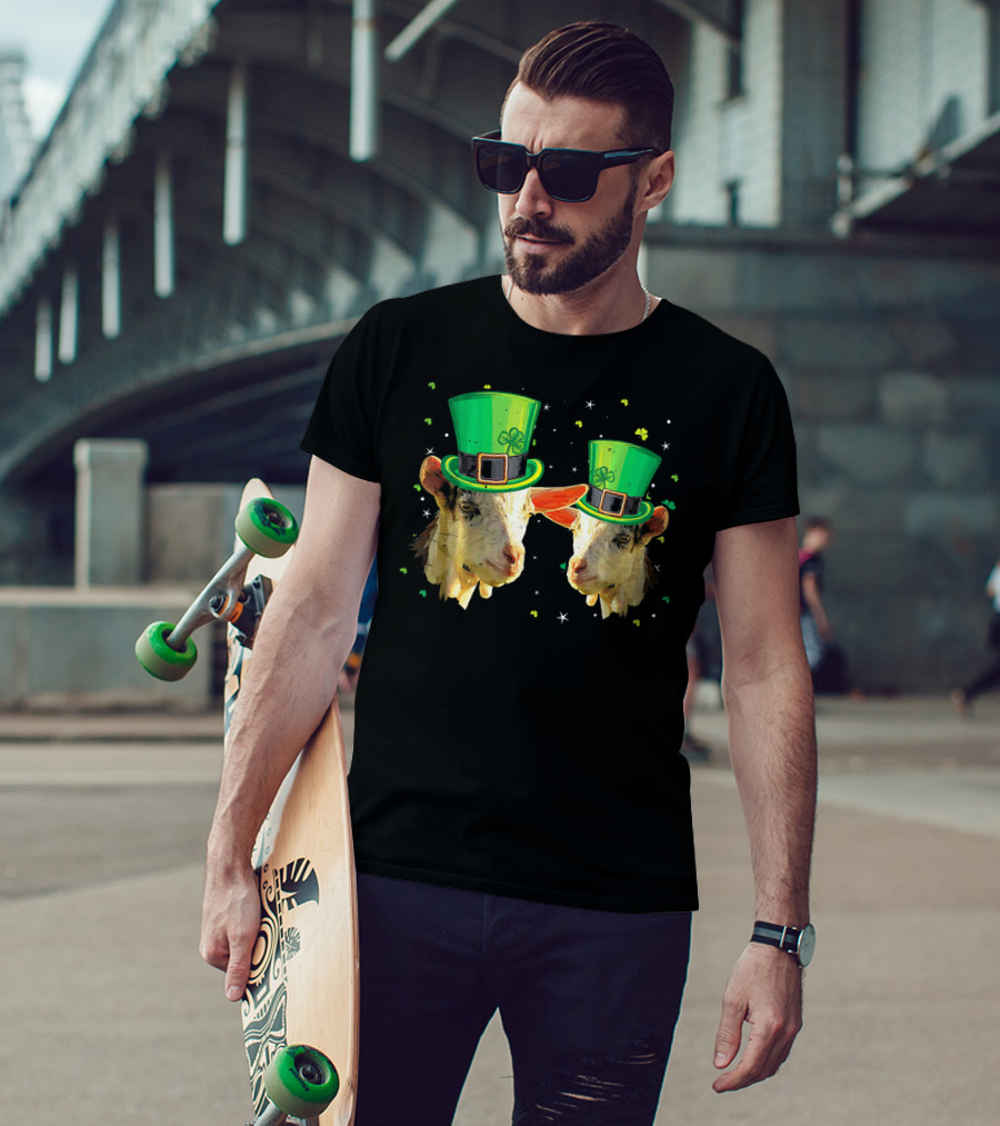 Two Goats In Leprechaun Hats For St Patricks T-Shirt
