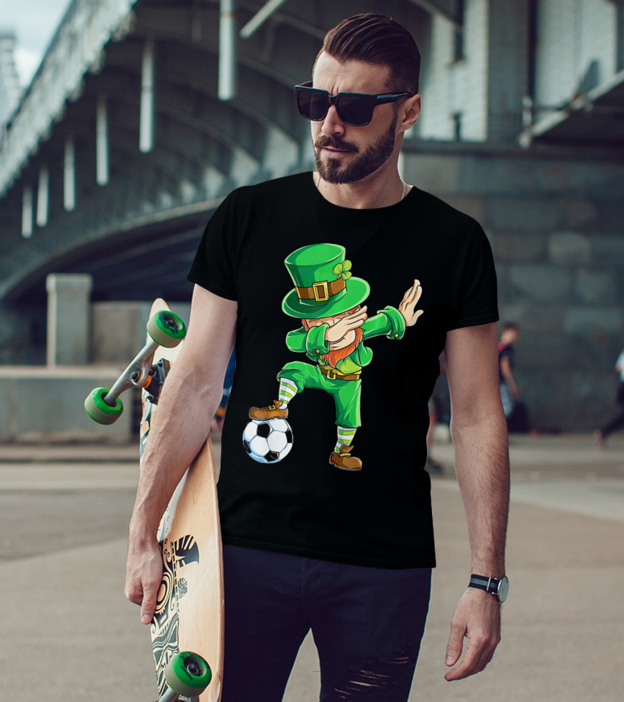 Dabbing Leprechaun Soccer Ball St Patricks Day T-Shirt