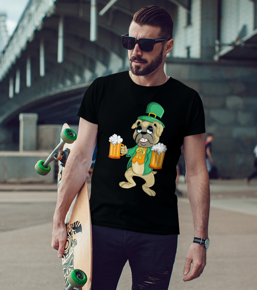 Irish Leprechaun Pug With Beers For St. Patrick's T-Shirt