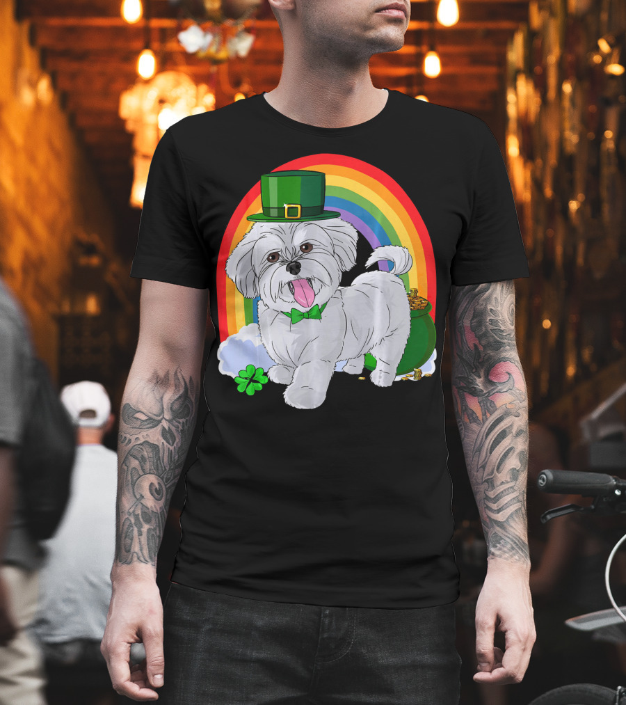 Maltese Leprechaun St Patrick's Day Rainbow Shamrock T-Shirt