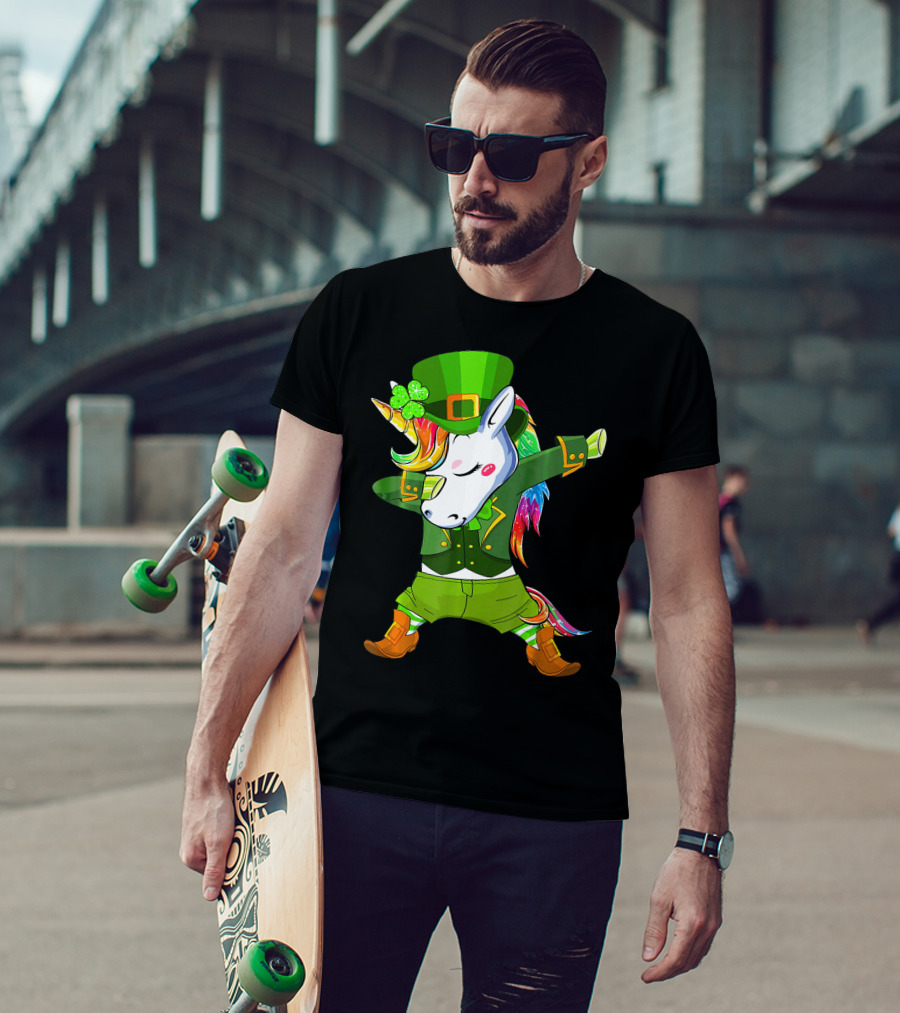 Leprechaun Costume Funny Dabbing Unicorn St. Patrick's Day Rainbow Magic T-Shirt