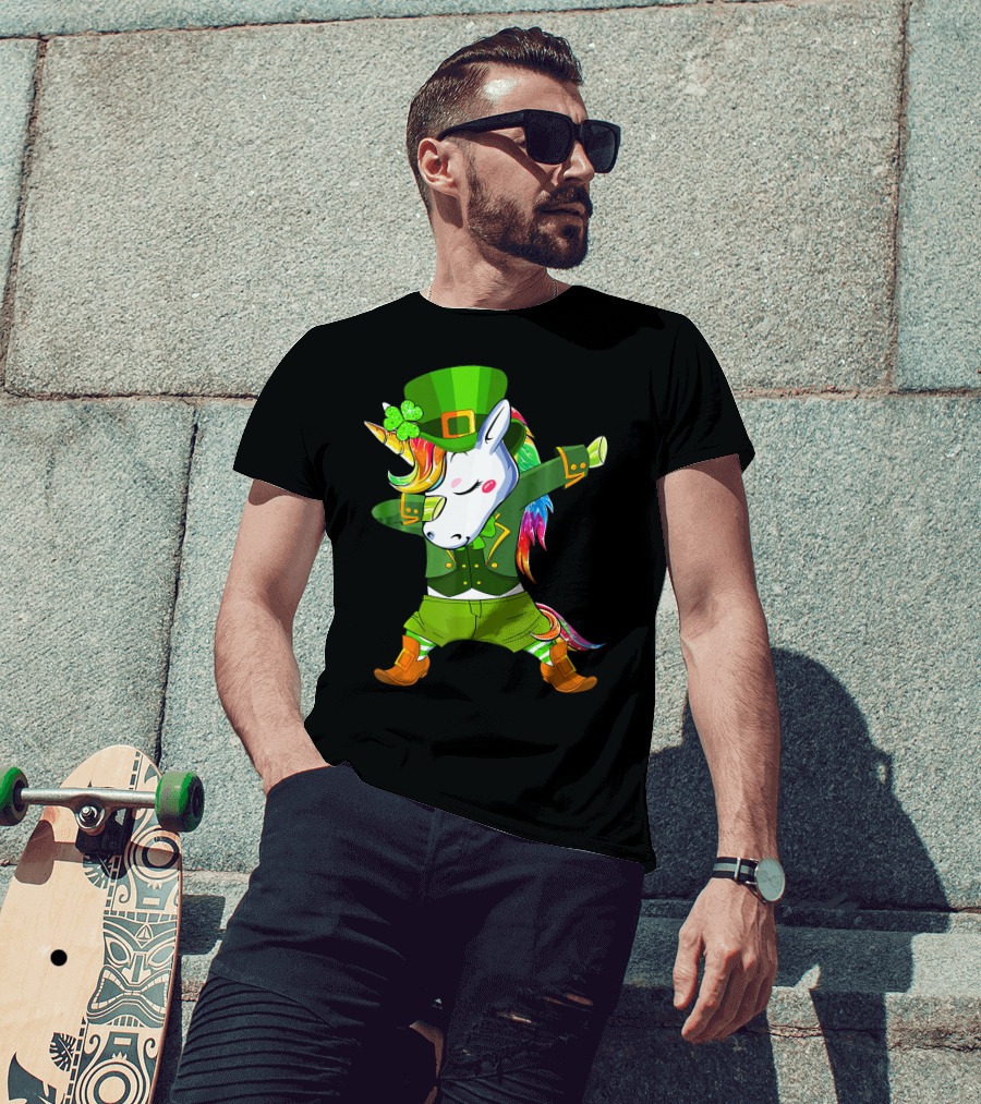 Leprechaun Costume Funny Dabbing Unicorn St. Patrick's Day Rainbow Magic T-Shirt