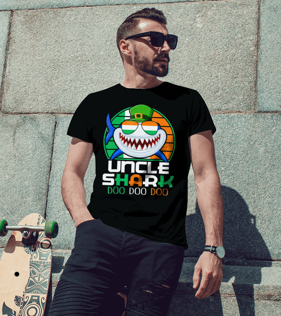 Uncle Shark Doo Doo Doo Funny St. Patrick's Day Irish Hat And Colors T-Shirt