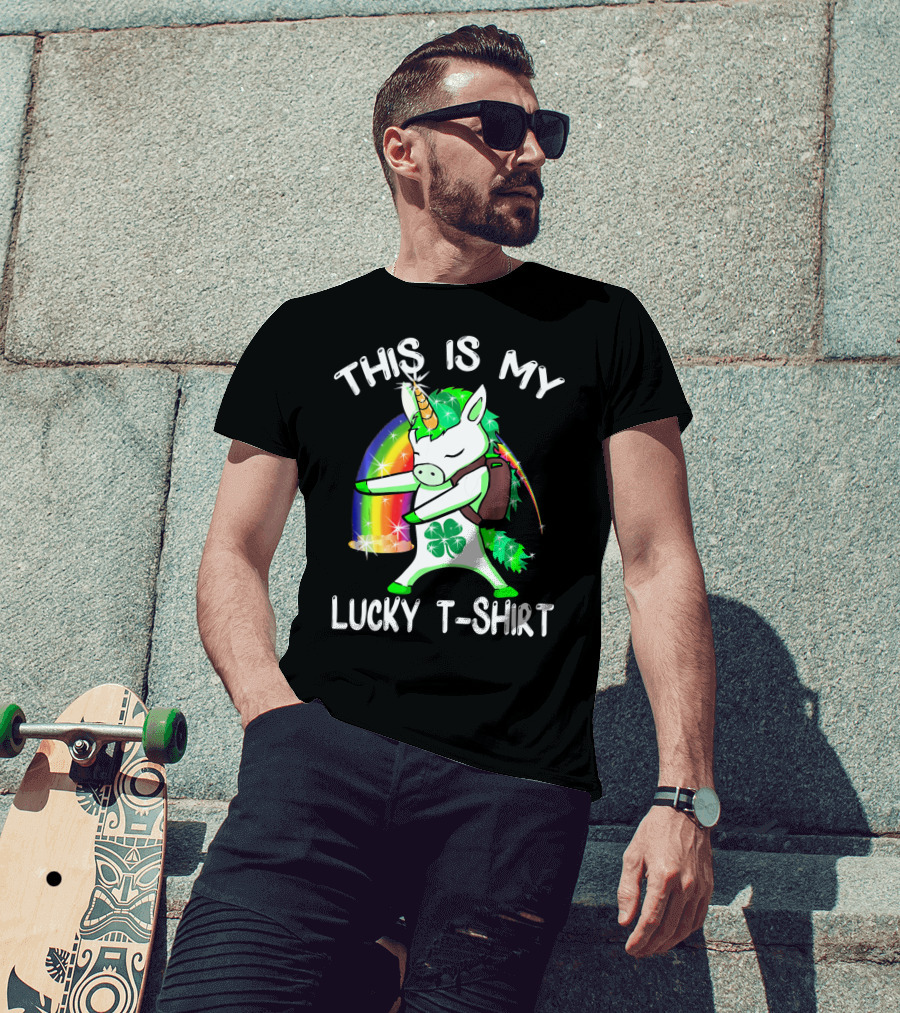 This Is My Lucky T-Shirt Lepricorn Unicorn Rainbow Clover Sparkle Dab T-Shirt