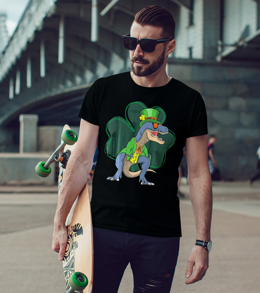 St. Pat Rex Day Leprechaun Dinosaur Shamrock Funny St. Patrick's Day T-Shirt