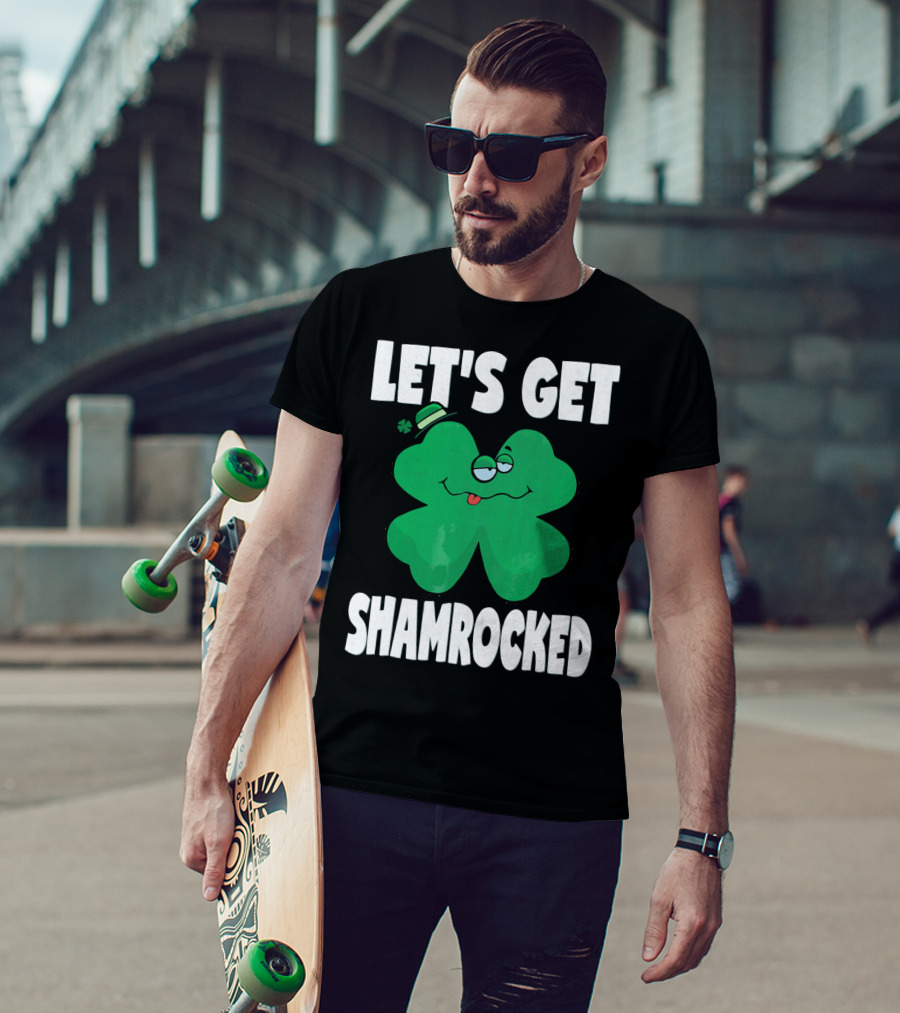 Let's Get Shamrocked Funny Retro St Patri Shamrock Image T-Shirt