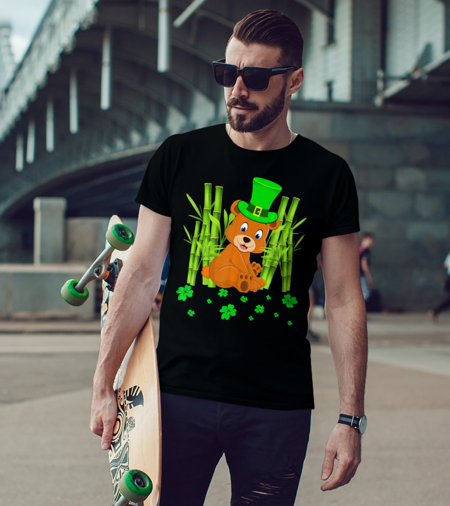 Leprechaun Bear Shamrock Bamboo St Patricks Day T-Shirt